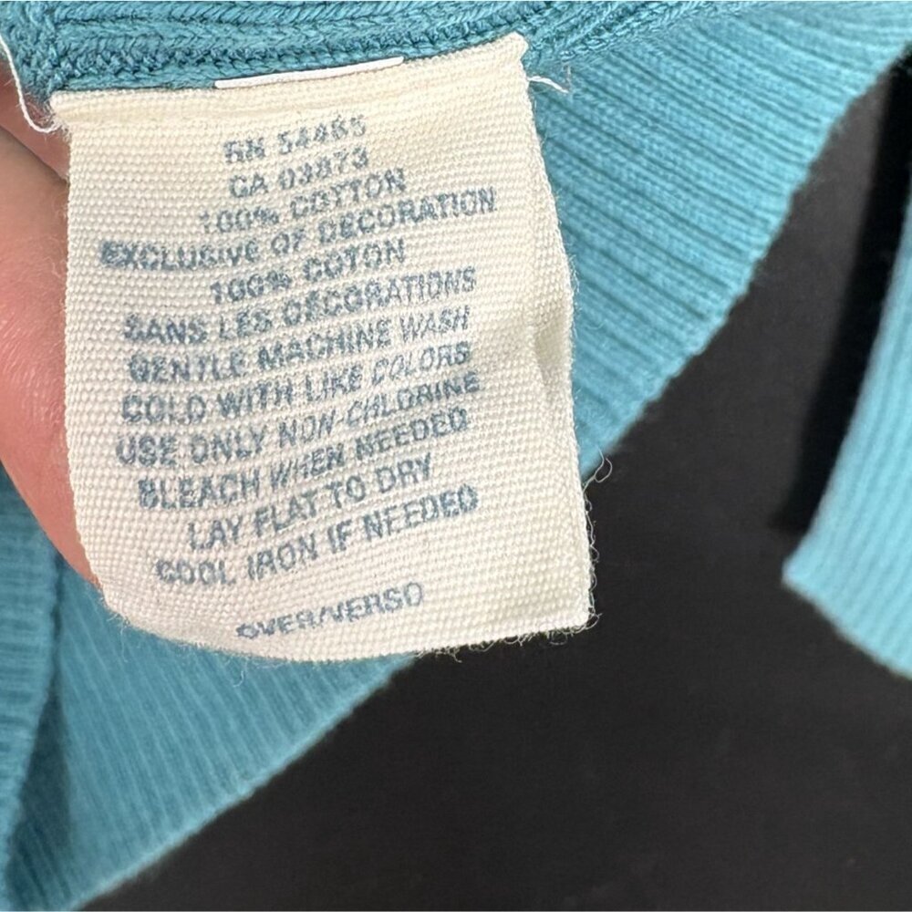 American Eagle Outfitters Women's V-Neck Hooded Sweater M Teal Logo Y2k Preppy - Picture 6 of 12